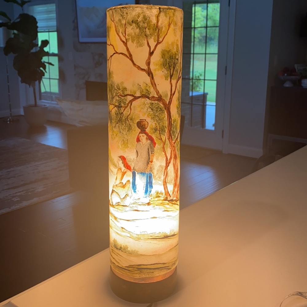 Gorgeous hand painted camel lamp